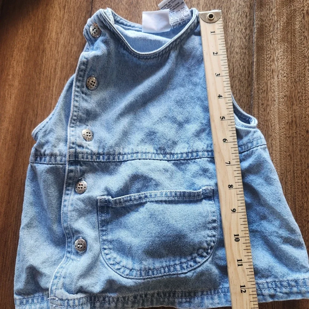 French Toast Denim‎ Pinafore Dress Baby Girls 12 Months Button Front Pocket - Picture 2 of 3